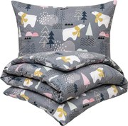4Home Nordic Bear flanel ágyneműhuzat, 140 x 200 cm, 70 x 90 cm