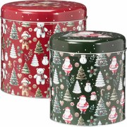 2 darab karácsonyi Teddies fémdoboz szett