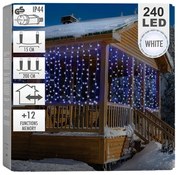 240 LED-es prémium fényfüggöny, 12 fényjátékkal, hideg fehér, 2 x 1,5 m, hálózati adapterrel, IP44