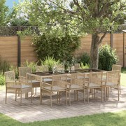 11 Darabos Kerti Étkezőszett Párnákkal Bézs Polirattan