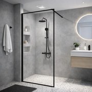 Erga Paris, Beépíthető zuhanykabin 120x200 cm, fekete keretben, 8 mm-es átlátszó üveg, fekete profil, ERG-V02-PARIS-120x200-BF