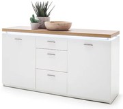 Cali 2 ajtós 3 fiókos komód fehér - wotan tölgy