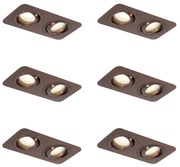 6 darabos, lekerekített, sötét bronz, süllyesztett spotlámpa készlet GU10 50mm-es, forgatható és dönthető IP44 2-fényű - Alberto