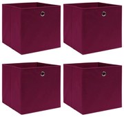 4 db sötétpiros szövet tárolódoboz 32 x 32 x 32 cm