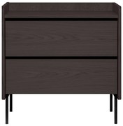 Fekete magas komód tölgyfa dekorral 80x82 cm Wrap – Bonami Selection