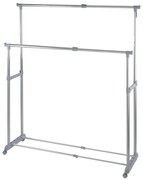 Szürke fém teleszkópos-gurulós ruhatartó állvány Twin – Wenko