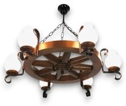 Brilagi - Csillár láncon ROATA 6xE14/40W/230V bükkfa/dió