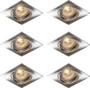 6 darabos dönthető, süllyesztett spotlámpa készlet, acél, szögletes - Edu