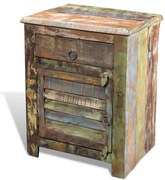 egyajtós egyfiókos újrahasznosított fa kisasztal