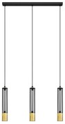 LED Csillár zsinóron BARS 3xGU10/4,8W/230V fekete/arany
