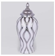 Kerámia tégely 35x18,5 cm ezüst/fehér