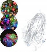 Karácsonyfa lámpák színes golyók átlátszó kábelen 50LED IP20