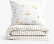 Goldea pamut ágyneműhuzat - kacsák és kockás latte 220 x 200 és 2db 70 x 80 cm