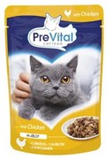 Macskaeledel, alutasakos, felnőtt macskáknak, 100 g, PREVITAL, csirke aszpikban (LAE019)