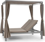 Blumfeldt Eremitage Double Sunbed, kétszemélyes napozóágy, napellenző tető, taupe