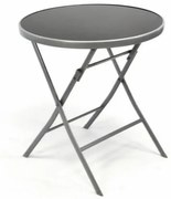 Kerti bisztróasztal üveg lehajtható asztallappal ezüst