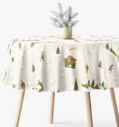 Goldea karácsonyi kör alakú pamut terítő - karácsonyi dalok Ø 100 cm