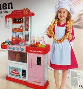 Crazzi Chéf Minőségi Zenés Gyerek Konyha rózsaszín fényekkel és vízzel 7072 Rózsaszín