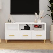fehér magasfényű szerelt fa TV-szekrény 102x36x50 cm