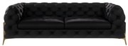 Fekete bársony kanapé 225 cm Chelsea Bis – Ropez