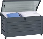 Outsunny 311 L Kültéri Tárolódoboz, Galvanizált Acél, 4 Kerek, 2 Fogantyú és 1 Zár a Kerthez, 120x62x66 cm Sötétszürke | Aosom