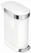 Simplehuman Slim 45 l pedálos szemetes, fehér