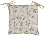 Citrom mintás, bézs színű pamut székpárna 40x40cm - Lemons & Leafs - Clayre-Eef