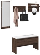 4 részes barna tölgy színű szerelt fa előszobai bútorgarnitúra