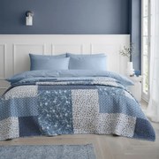 Kék pamut steppelt ágytakaró 220x230 cm Floral Patchwork – Bianca