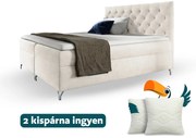 Wilsondo GULIETTE ágyneműtartós kárpitozott boxspring ágy matracokkal - fehér Méret: 180x200