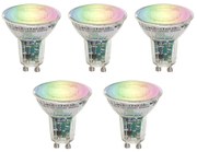 5 darabos Smart GU10 50 LED izzókészlet átlátszó RGBW 4,5W 350 lm 2700-6000K
