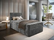 Kárpitozott boxspring ágy GLORIEN VELVET 100x200 cm szürke Matrac: Bonell rugós matrac