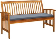 vidaXL tömör akácfa kerti pad párnával 147 cm