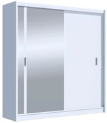 SABRINA gardróbszekrény tükörrel, 203x215 cm, fehér