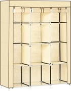 HOMCOM Szövet Szekrény, Ruhatartó Rúdakkal, 8 Tiers, Összecsukható Szekrény, Hálószobai, Előszobai Használatra, Nem Szőtt Anyagból, Bézs, 125 x 43 x 1