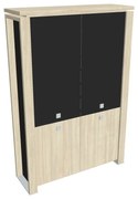 Verno+ S magas szekrény 140 x 46 x 210 cm, kombinált ajtó, akác / fekete
