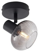 Modern mennyezeti spotlámpa fekete kerek füstüveggel - Teddy