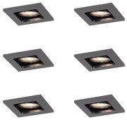 6 darabos modern süllyesztett spotlámpa készlet, fegyverszürke, GU10, 50mm, kerek, dönthető - Qure