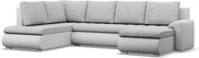 Tokio U sarokkanapé, 3 ágyneműtartóval, fonott + műbőr, baloldali, szürke - fehér