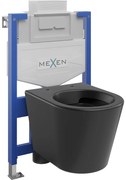 Mexen rejtett WC szett Fenix XS-U keret Rico WC csésze, fekete matt - 6853372XX85