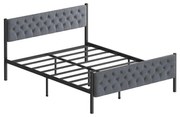 KAROM fém kétszemélyes ágy 120x200 cm, szürke, teherbírás 120 kg