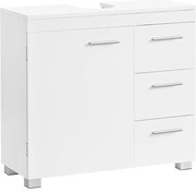Mosdó alatti szekrény, fürdőszobai szekrény 3 nagy fiókkal, 30 x 70 x 64 cm, fehér
