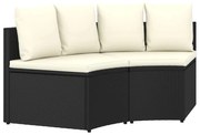 2 részes fekete polyrattan kerti ülőgarnitúra párnákkal