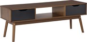HOMCOM TV Állvány Nappali Asztal 50 Inch TV-hez 2 Fiókkal és Nyitott Rekesszel Modern Stílus 122x39x46 cm Barna | Aosom