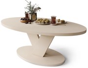 Mazzoni LOVA Bézs (Pezsgő színű) - OVÁLIS DOHÁNYZÓASZTAL 110x60 cm MODERN KÁVÉZÓ ASZTAL