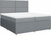 vidaXL világosszürke szövet rugós ágy matraccal 200 x 200 cm