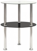 2 szintes átlátszó és fekete edzett üveg kisasztal 38 cm