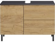 Sötétszürke mosdókagyló alatti szekrény tölgyfa dekorral 80x56 cm Salinas - Germania