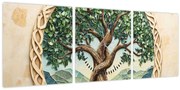 Kép – Fonott életfa (órával) (90x30 cm)