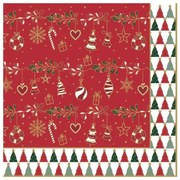 Karácsonyi piros papírszalvéta 33x33cm Fancy Christmas